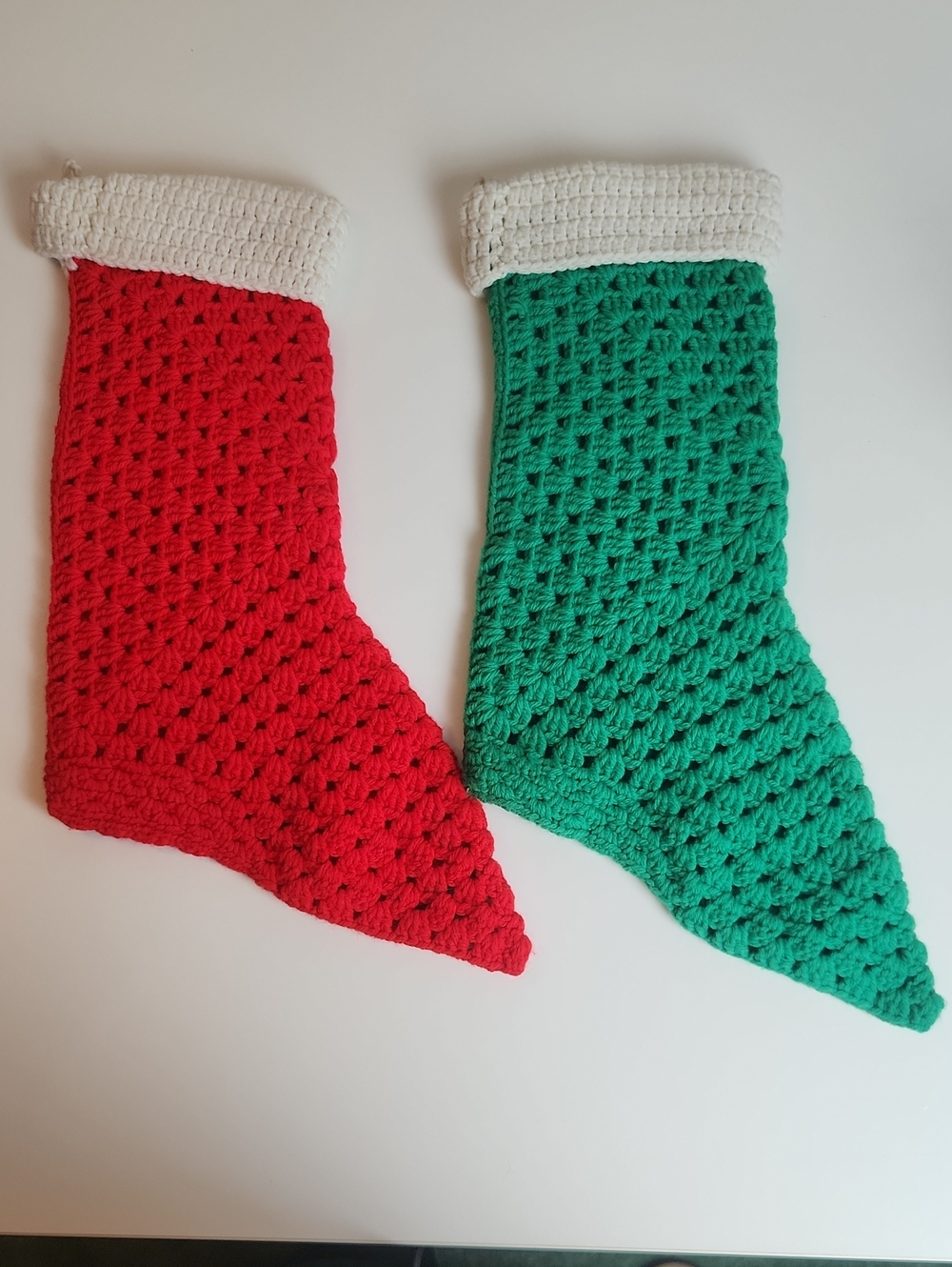 Vintage Crochet Christmas Stockings Set Of 2